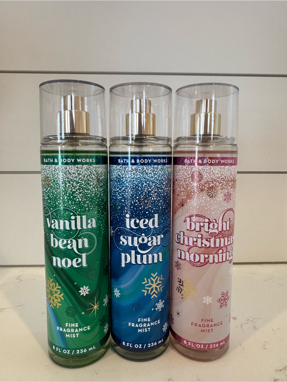 Bath & Body Works holiday fragrance bundle Vanilla, Sugar Plum, Bright Christmas
